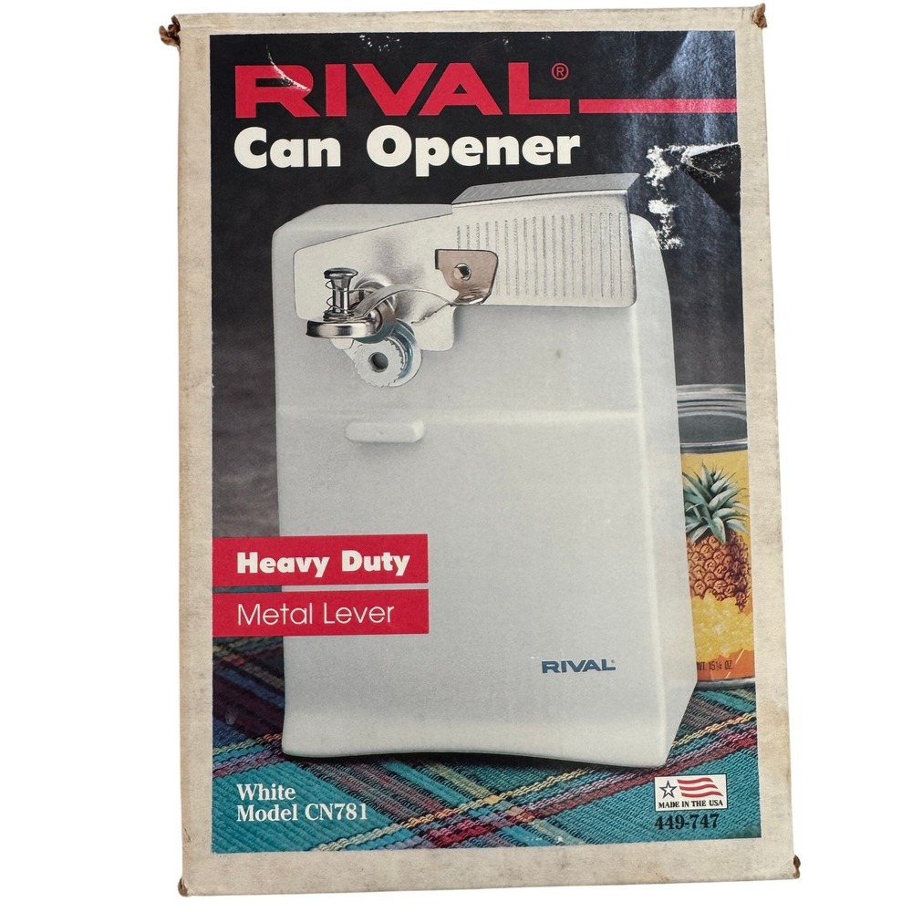 Vintage Rival Can Opener Heavy Duty Metal Lever Electric Model CN781 Unopened